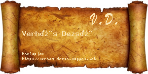 Verhás Dezső névjegykártya